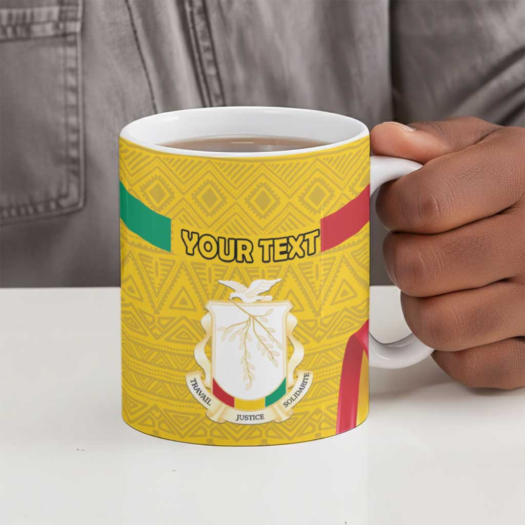 Personalized Guinea Independence Day Ceramic Mug Coat Of Arms With African Pattern