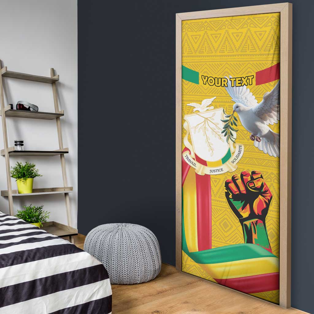 Personalized Guinea Independence Day Door Cover Coat Of Arms With African Pattern