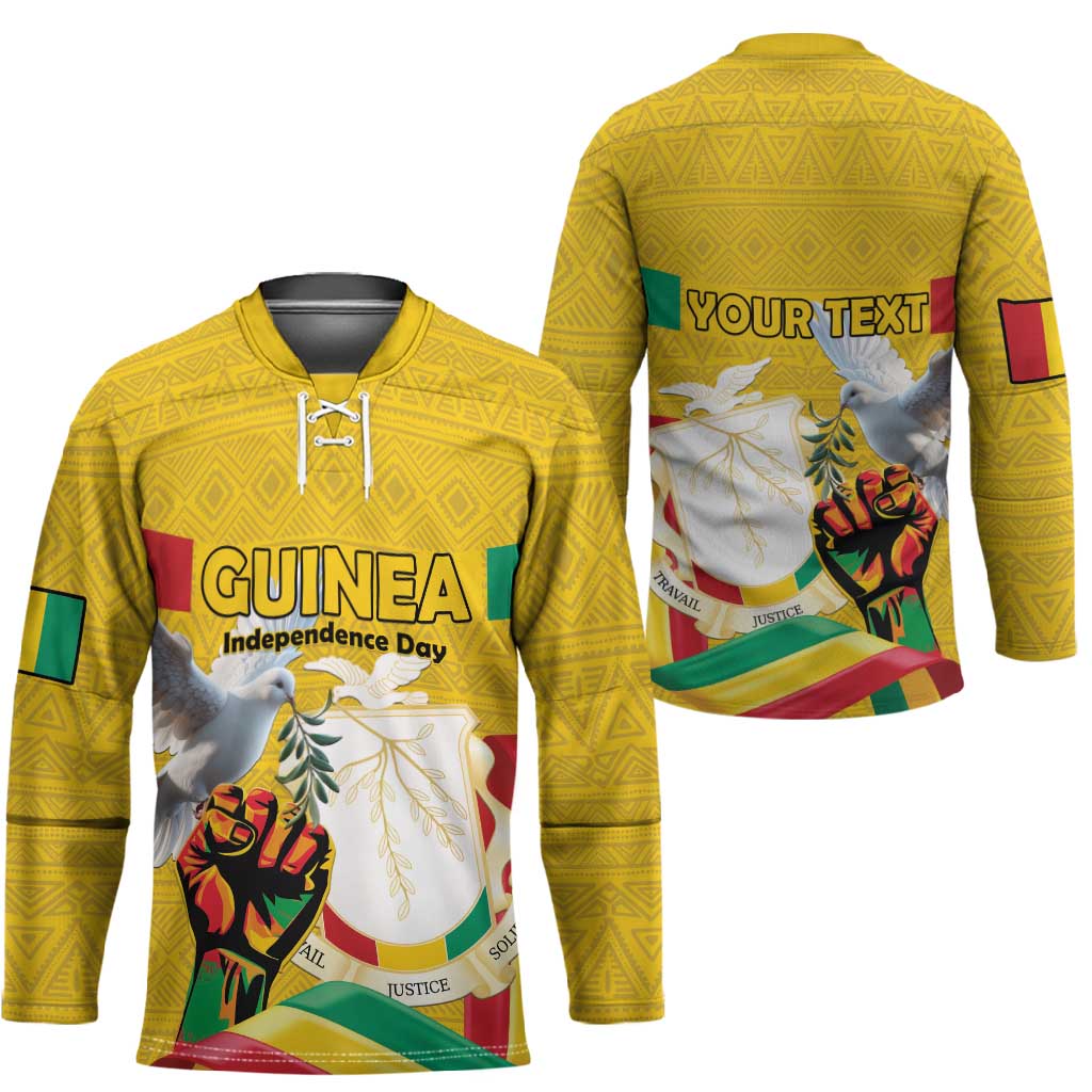 Personalized Guinea Independence Day Hockey Jersey Coat Of Arms With African Pattern