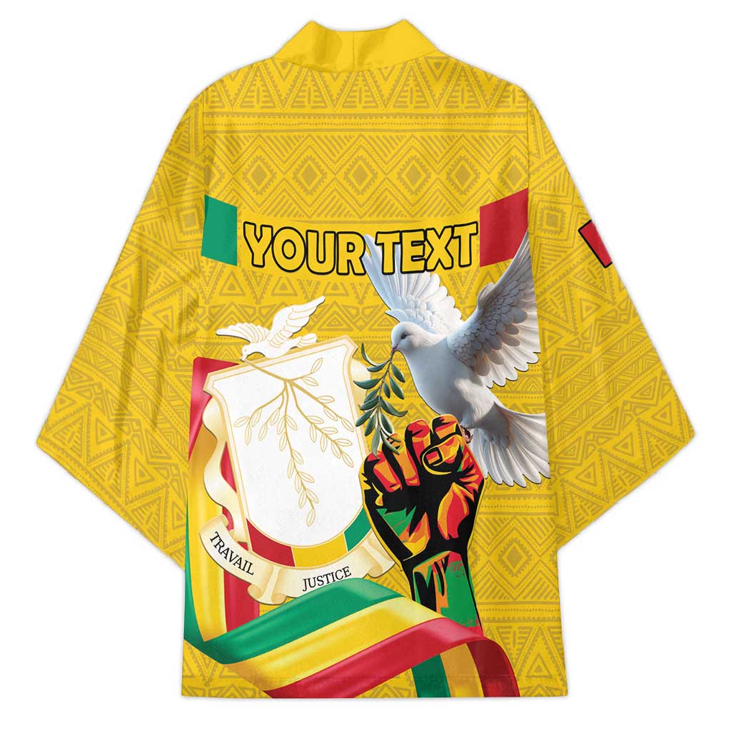 Personalized Guinea Independence Day Kimono Coat Of Arms With African Pattern