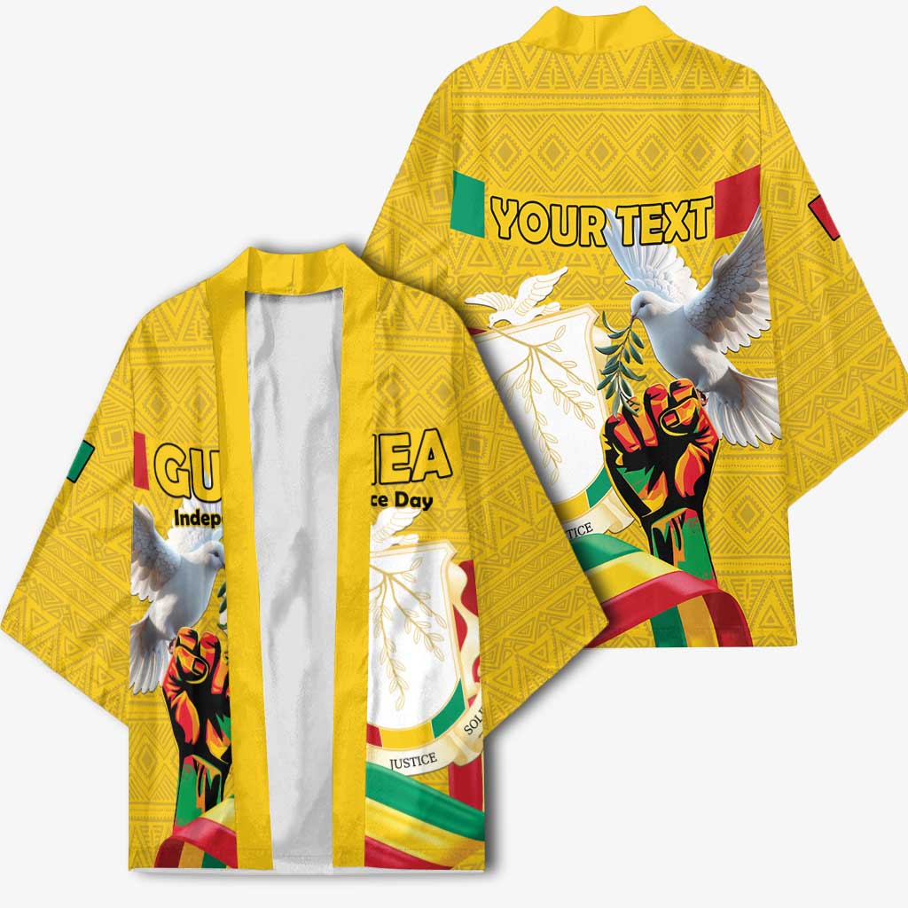 Personalized Guinea Independence Day Kimono Coat Of Arms With African Pattern