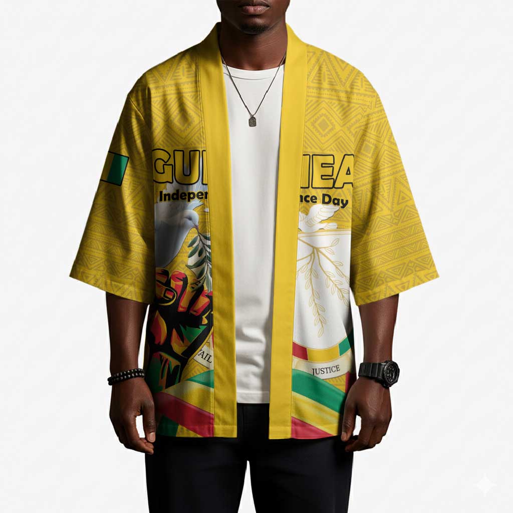 Personalized Guinea Independence Day Kimono Coat Of Arms With African Pattern