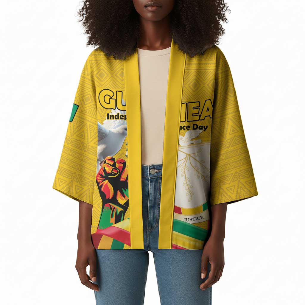 Personalized Guinea Independence Day Kimono Coat Of Arms With African Pattern