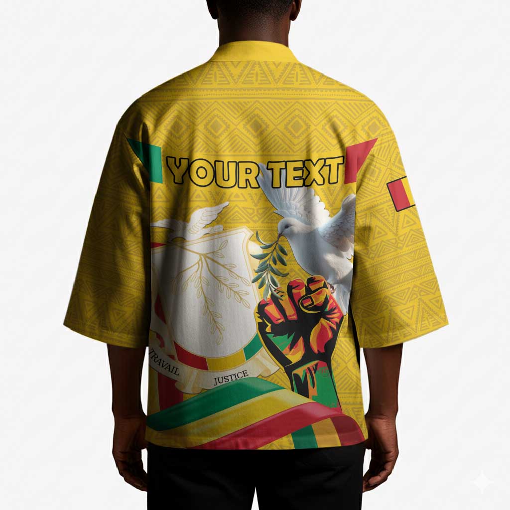 Personalized Guinea Independence Day Kimono Coat Of Arms With African Pattern