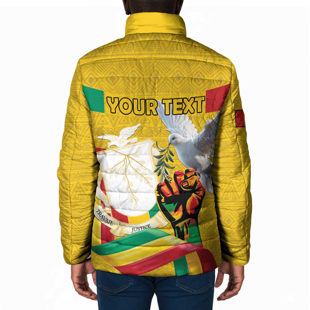 Personalized Guinea Independence Day Padded Jacket Coat Of Arms With African Pattern