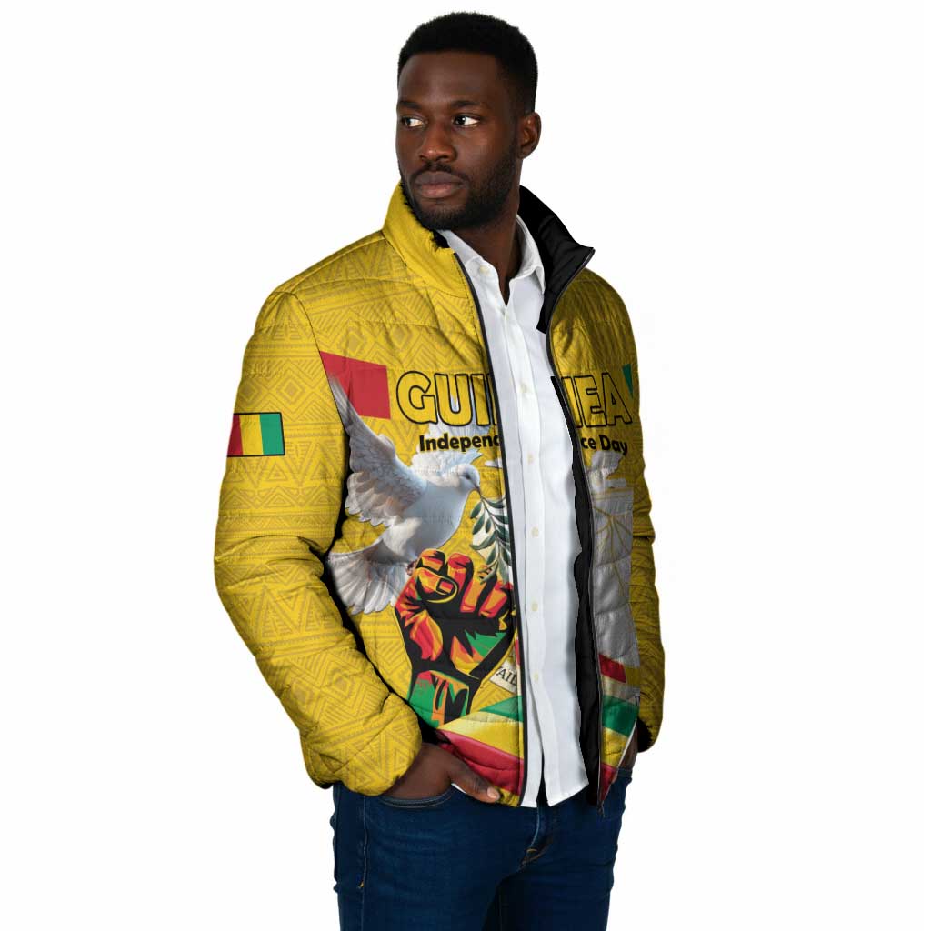 Personalized Guinea Independence Day Padded Jacket Coat Of Arms With African Pattern