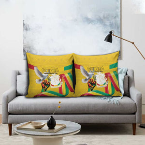Guinea Independence Day Pillow Cover Coat Of Arms With African Pattern