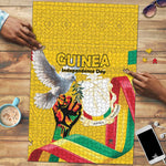 Guinea Independence Day Puzzle Coat Of Arms With African Pattern