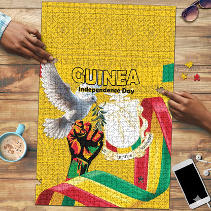 Guinea Independence Day Puzzle Coat Of Arms With African Pattern