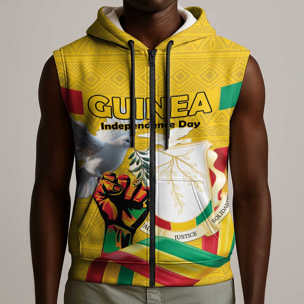 Guinea Personalized Sleeveless Zip Hoodie Happy Independence Day - African Pride