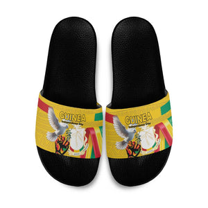 Guinea Independence Day Slide Sandals Coat Of Arms With African Pattern