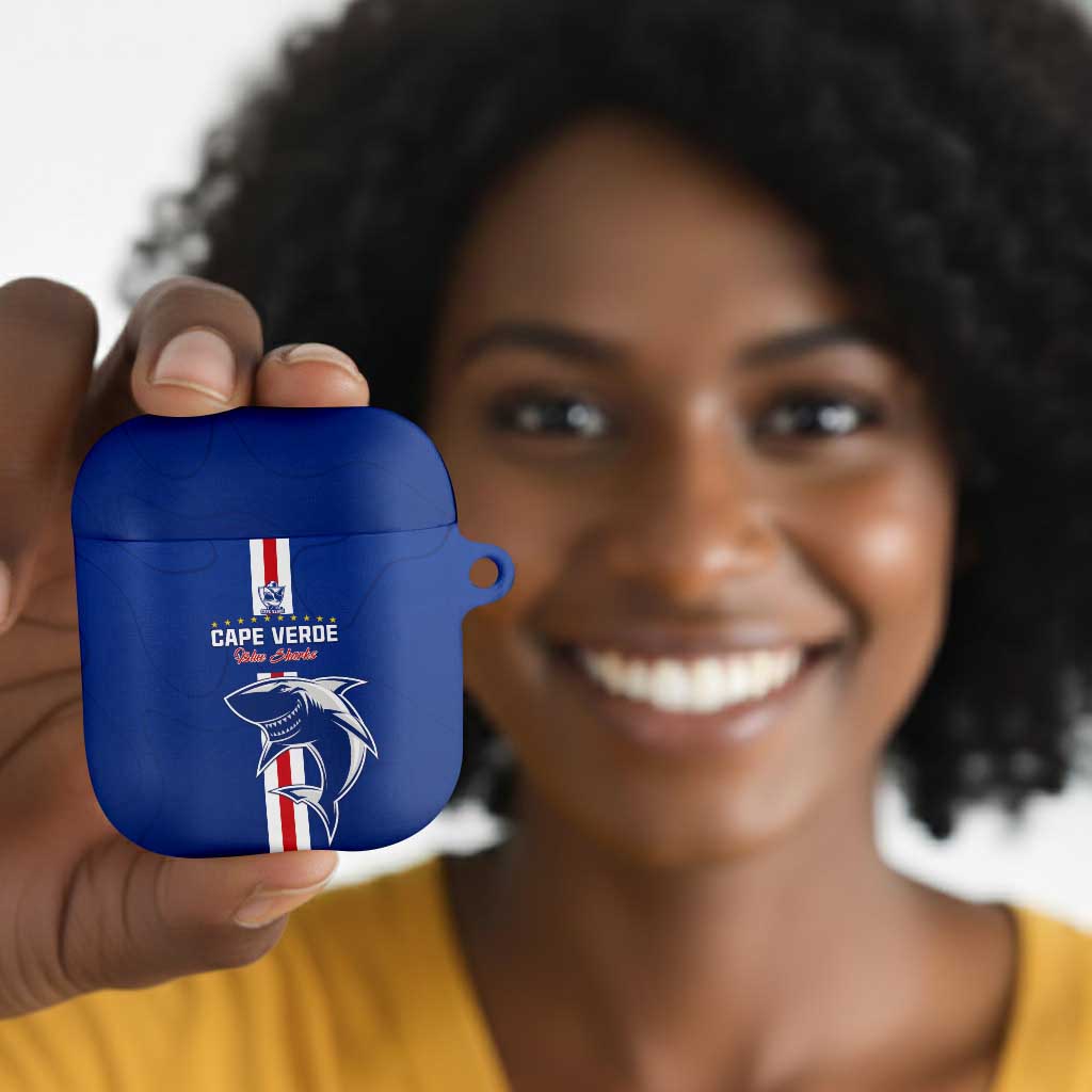 Cape Verde Football AirPods Case Go Champions Blue Sharks