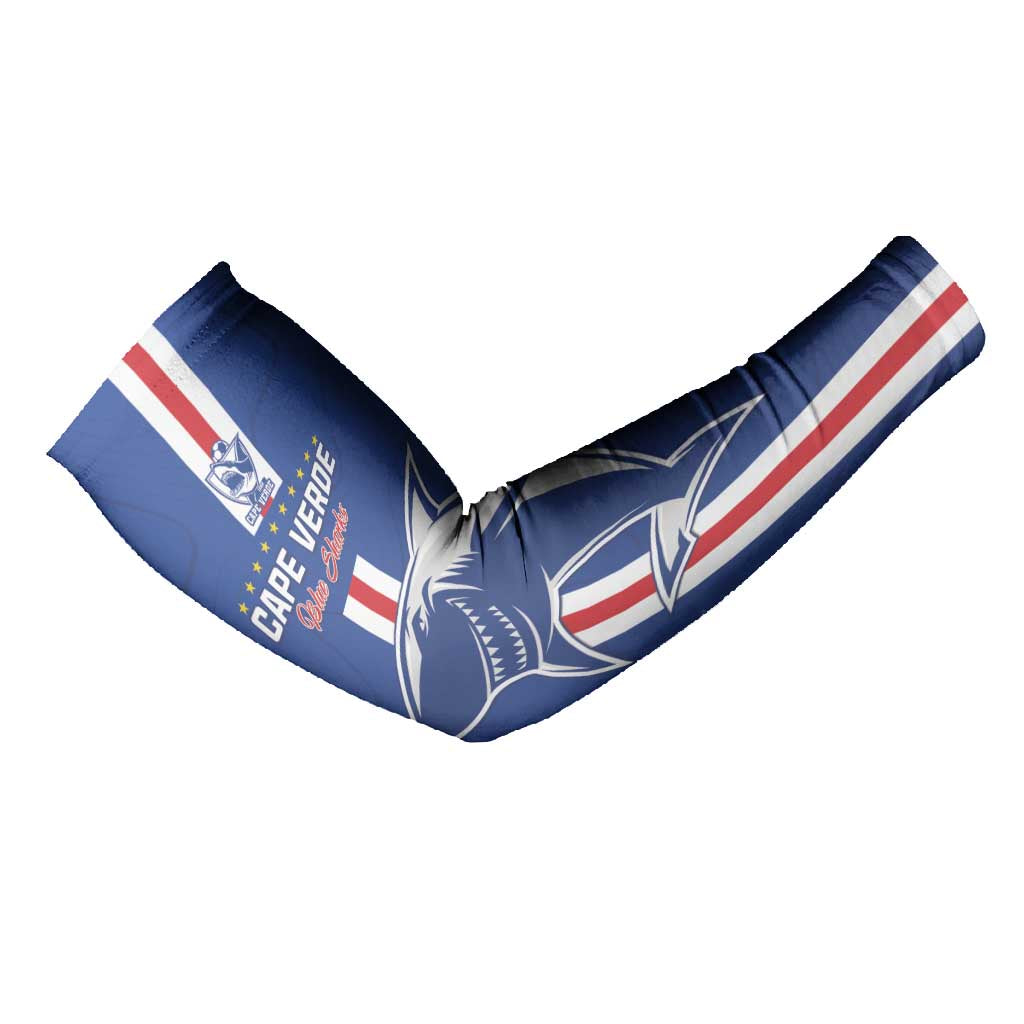 Custom Cape Verde Football Arm Sleeves Go Champions Blue Sharks