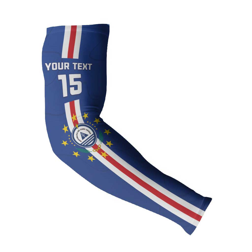 Custom Cape Verde Football Arm Sleeves Go Champions Blue Sharks