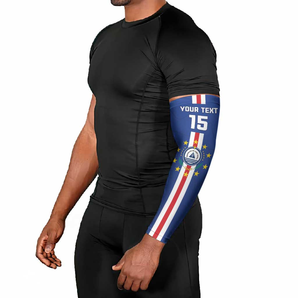 Custom Cape Verde Football Arm Sleeves Go Champions Blue Sharks