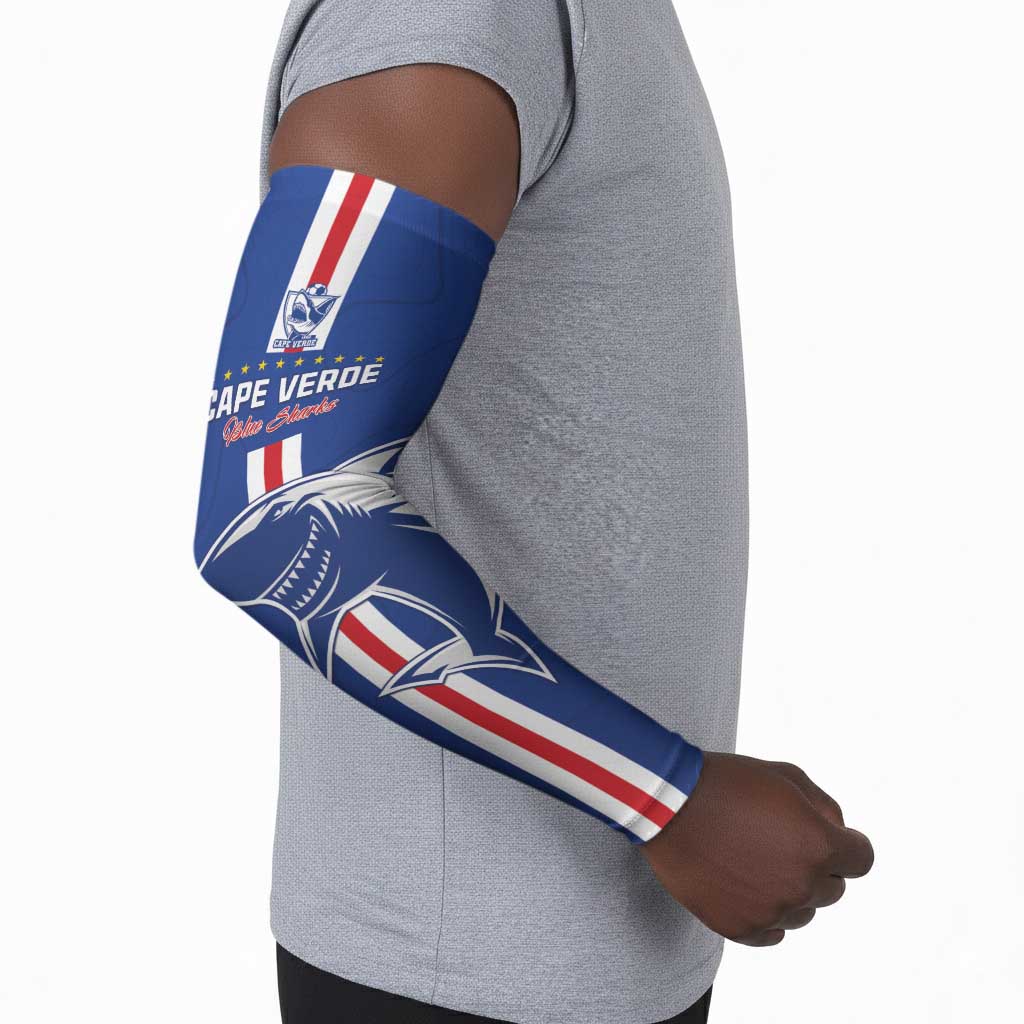 Custom Cape Verde Football Arm Sleeves Go Champions Blue Sharks