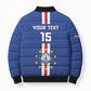 Custom Cape Verde Football Bomber Puffer Jacket Go Champions Blue Sharks