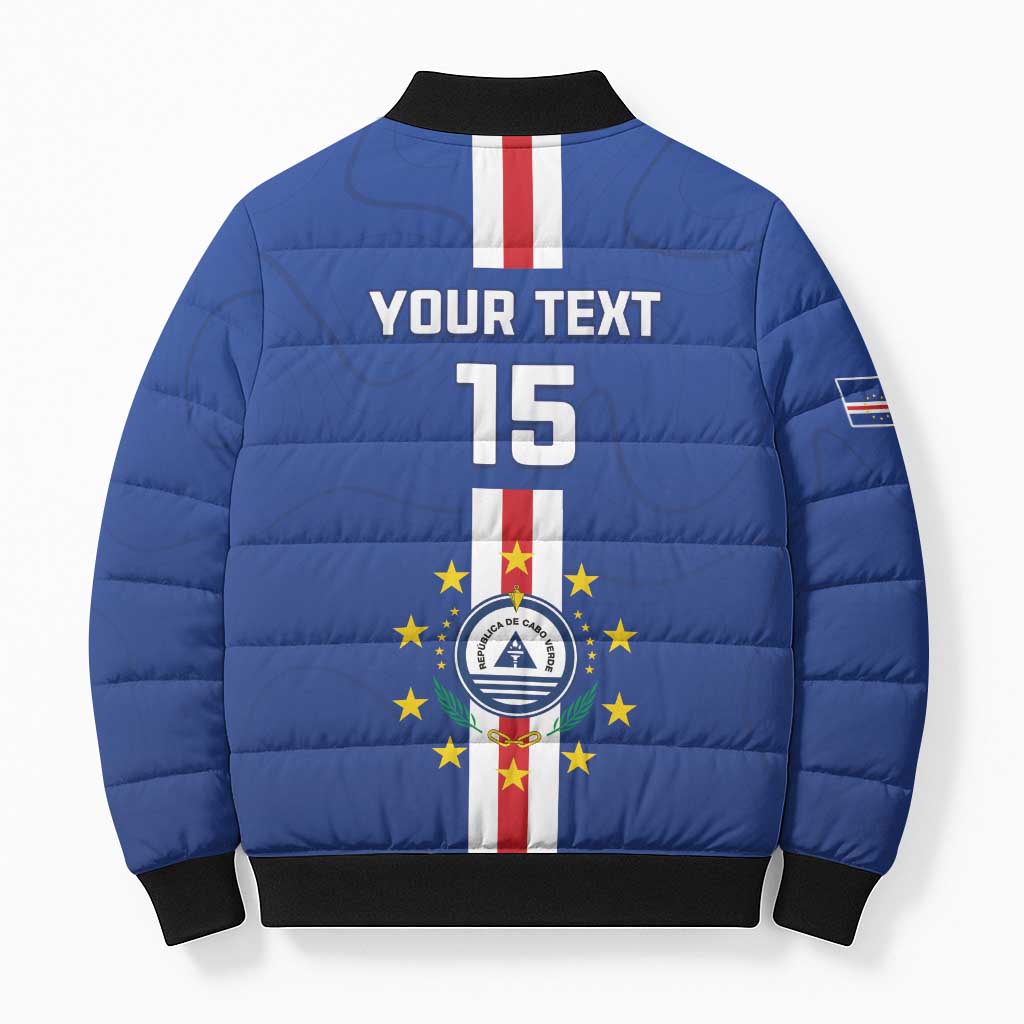 Custom Cape Verde Football Bomber Puffer Jacket Go Champions Blue Sharks