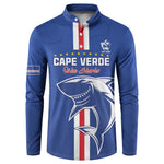 Custom Cape Verde Football Button Sweatshirt Go Champions Blue Sharks