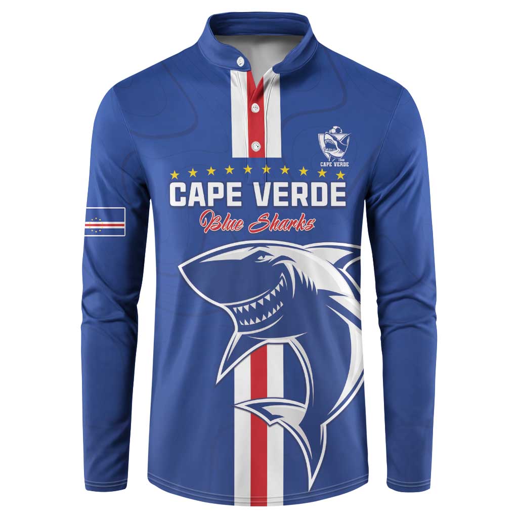 Custom Cape Verde Football Button Sweatshirt Go Champions Blue Sharks