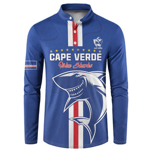 Custom Cape Verde Football Button Sweatshirt Go Champions Blue Sharks