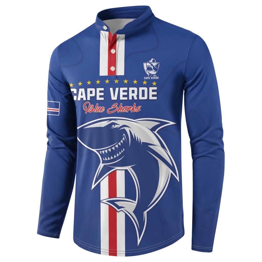 Custom Cape Verde Football Button Sweatshirt Go Champions Blue Sharks