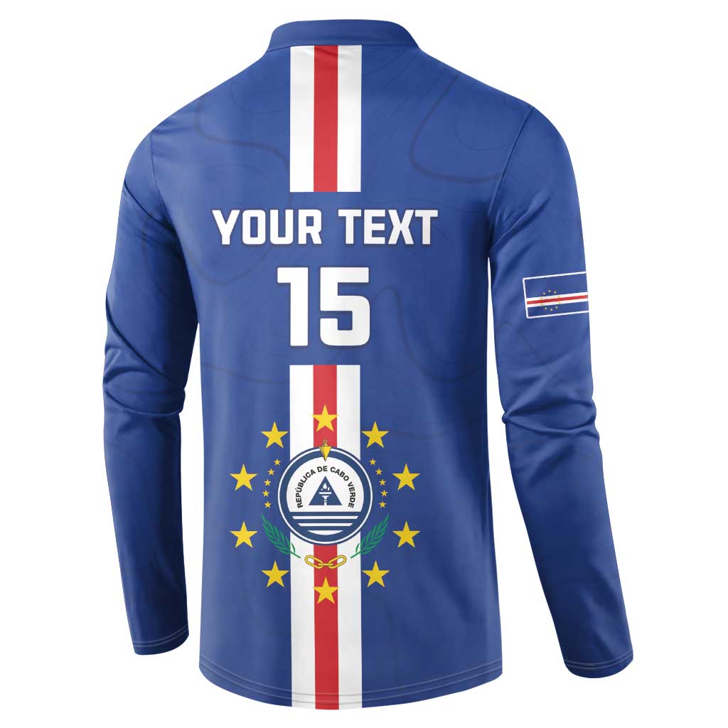 Custom Cape Verde Football Button Sweatshirt Go Champions Blue Sharks