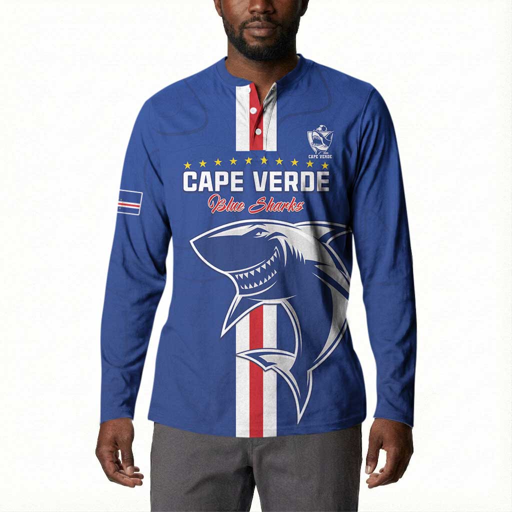 Custom Cape Verde Football Button Sweatshirt Go Champions Blue Sharks