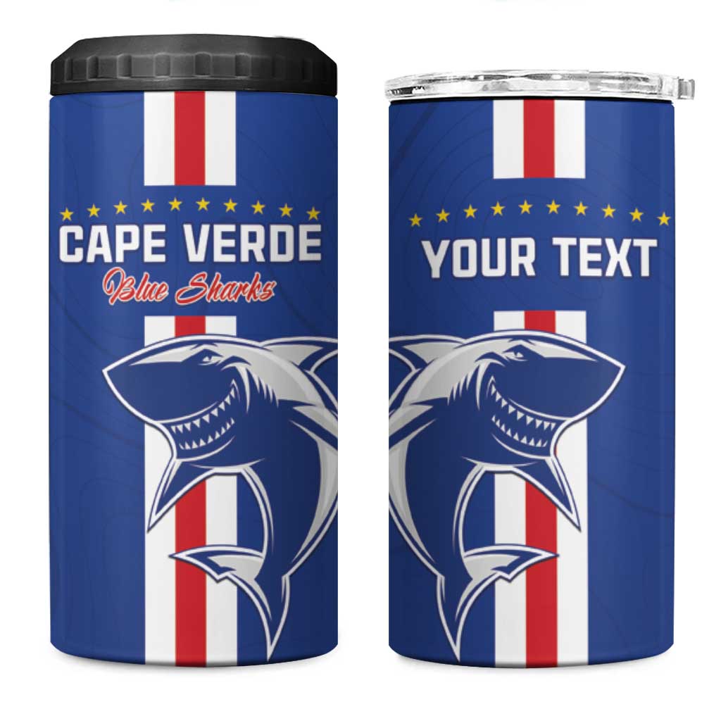 Custom Cape Verde Football 4 in 1 Can Cooler Tumbler Go Champions Tubaroes Azuis - African Pride