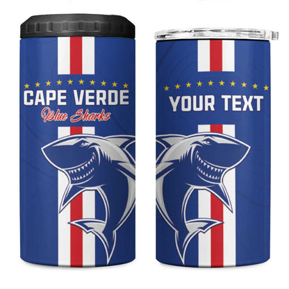 Custom Cape Verde Football 4 in 1 Can Cooler Tumbler Go Champions Tubaroes Azuis - African Pride
