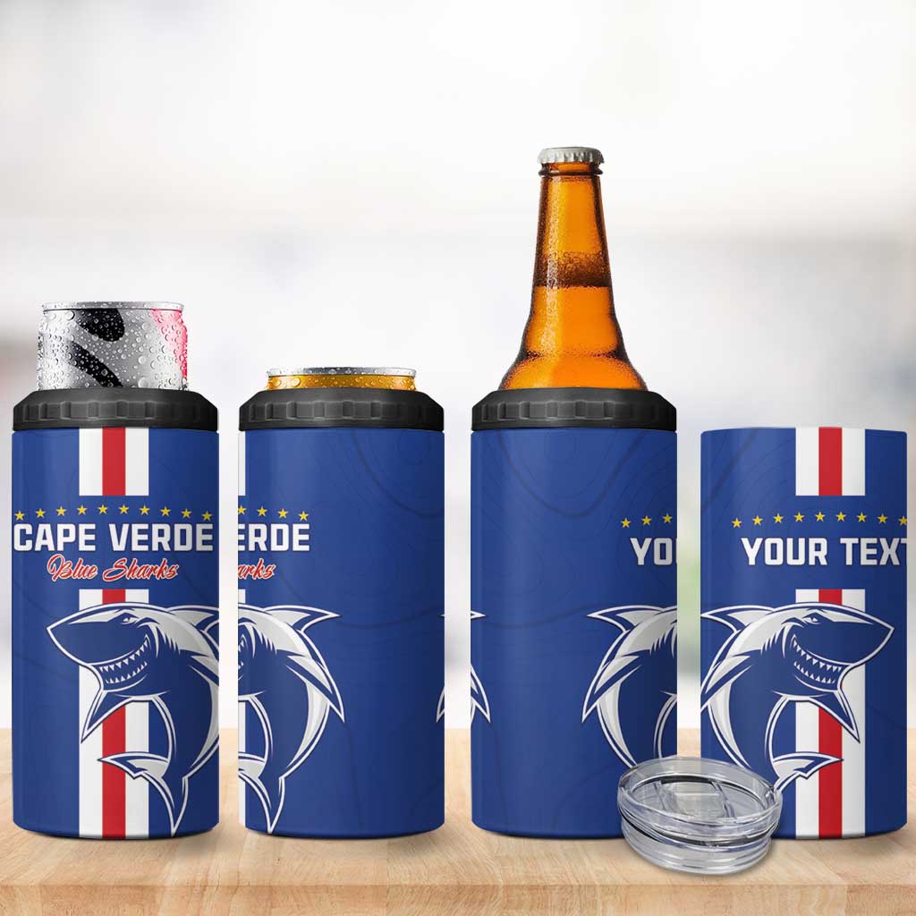 Custom Cape Verde Football 4 in 1 Can Cooler Tumbler Go Champions Tubaroes Azuis - African Pride