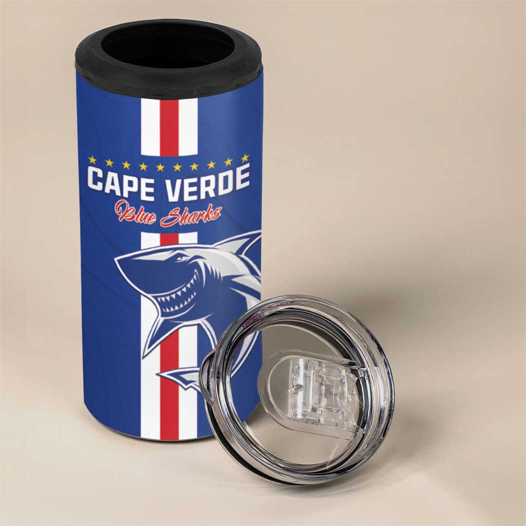 Custom Cape Verde Football 4 in 1 Can Cooler Tumbler Go Champions Tubaroes Azuis - African Pride