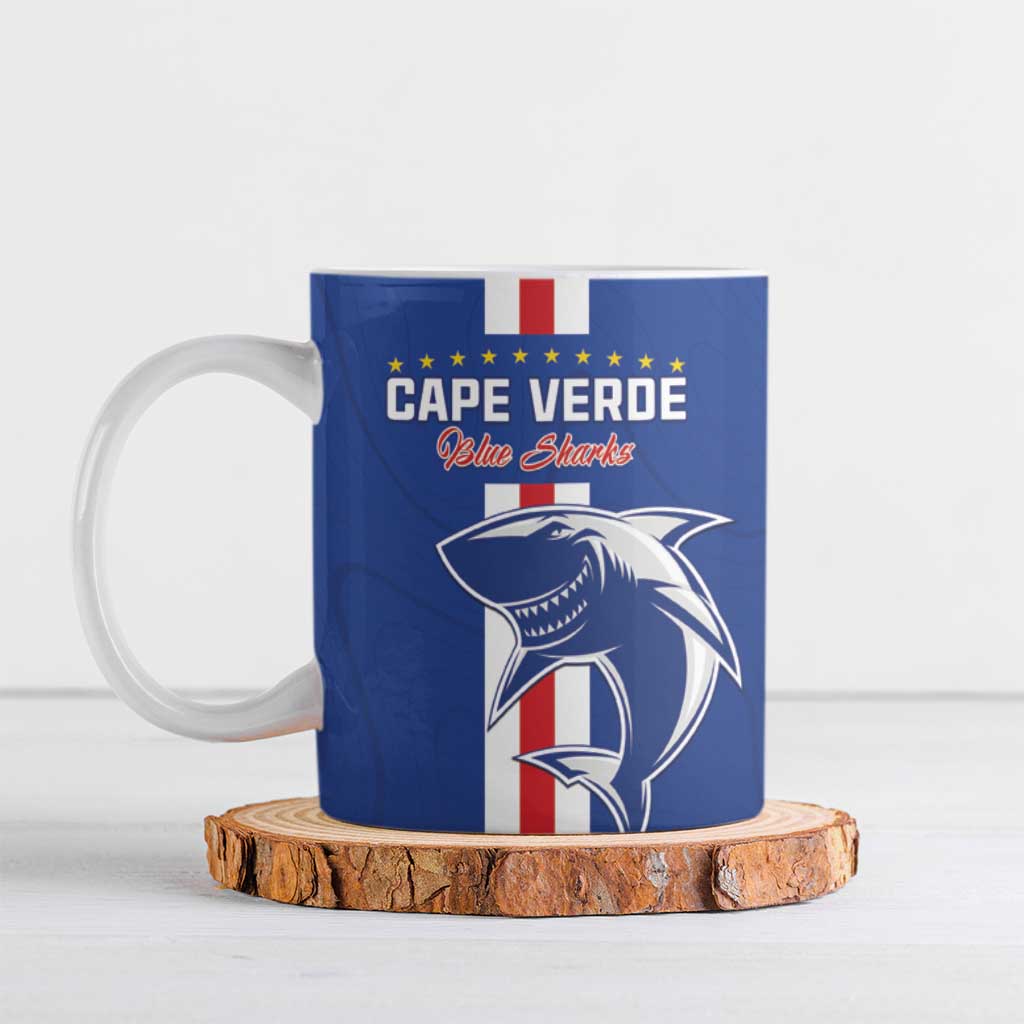 Custom Cape Verde Football Ceramic Mug Go Champions Blue Sharks