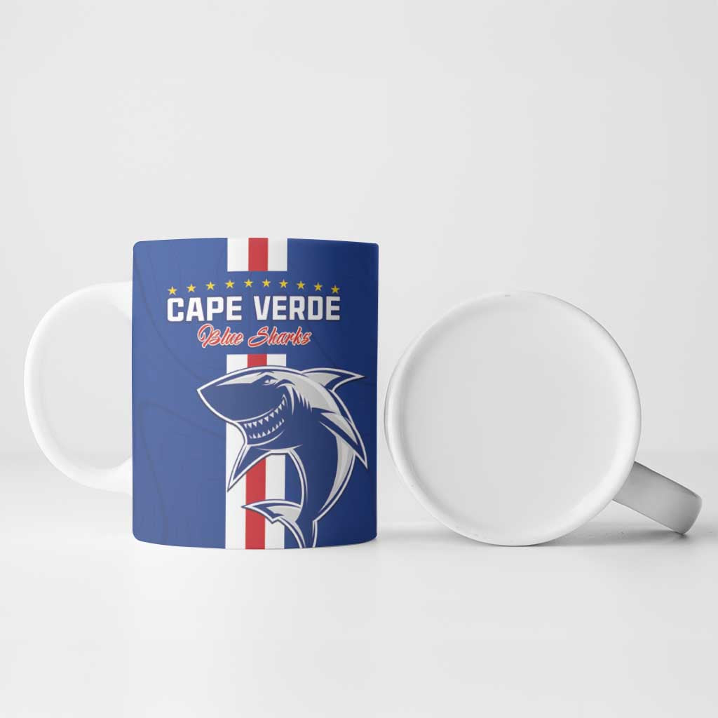 Custom Cape Verde Football Ceramic Mug Go Champions Blue Sharks