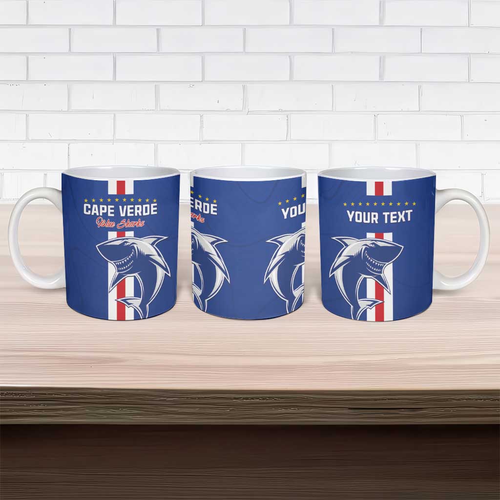 Custom Cape Verde Football Ceramic Mug Go Champions Blue Sharks