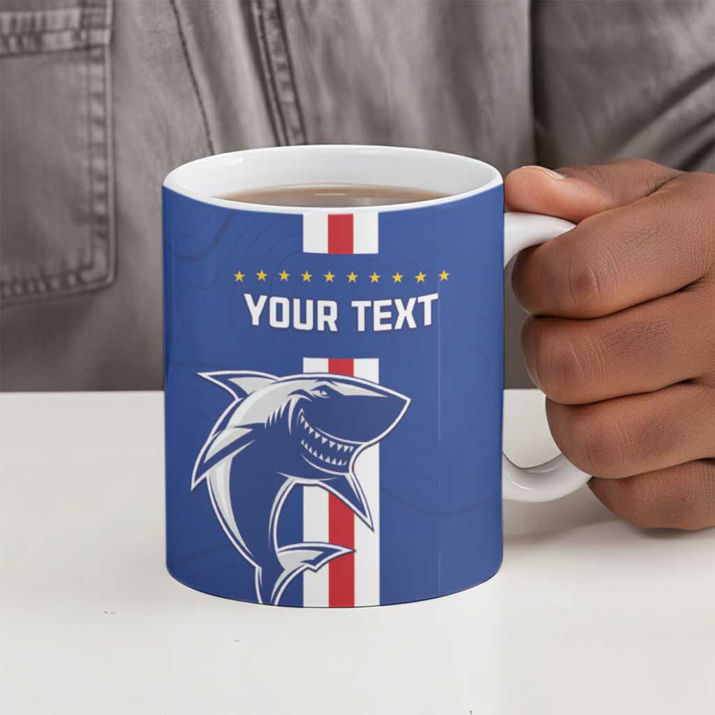 Custom Cape Verde Football Ceramic Mug Go Champions Blue Sharks