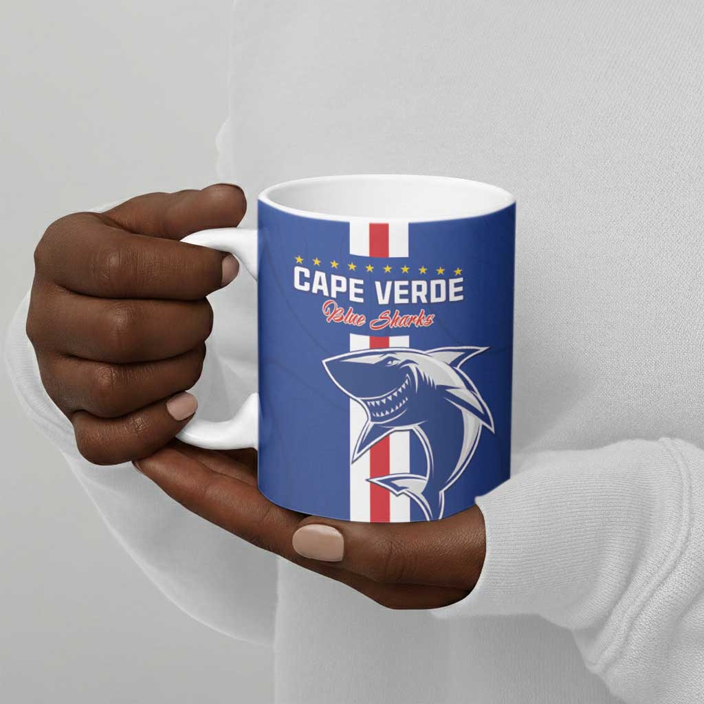 Custom Cape Verde Football Ceramic Mug Go Champions Blue Sharks