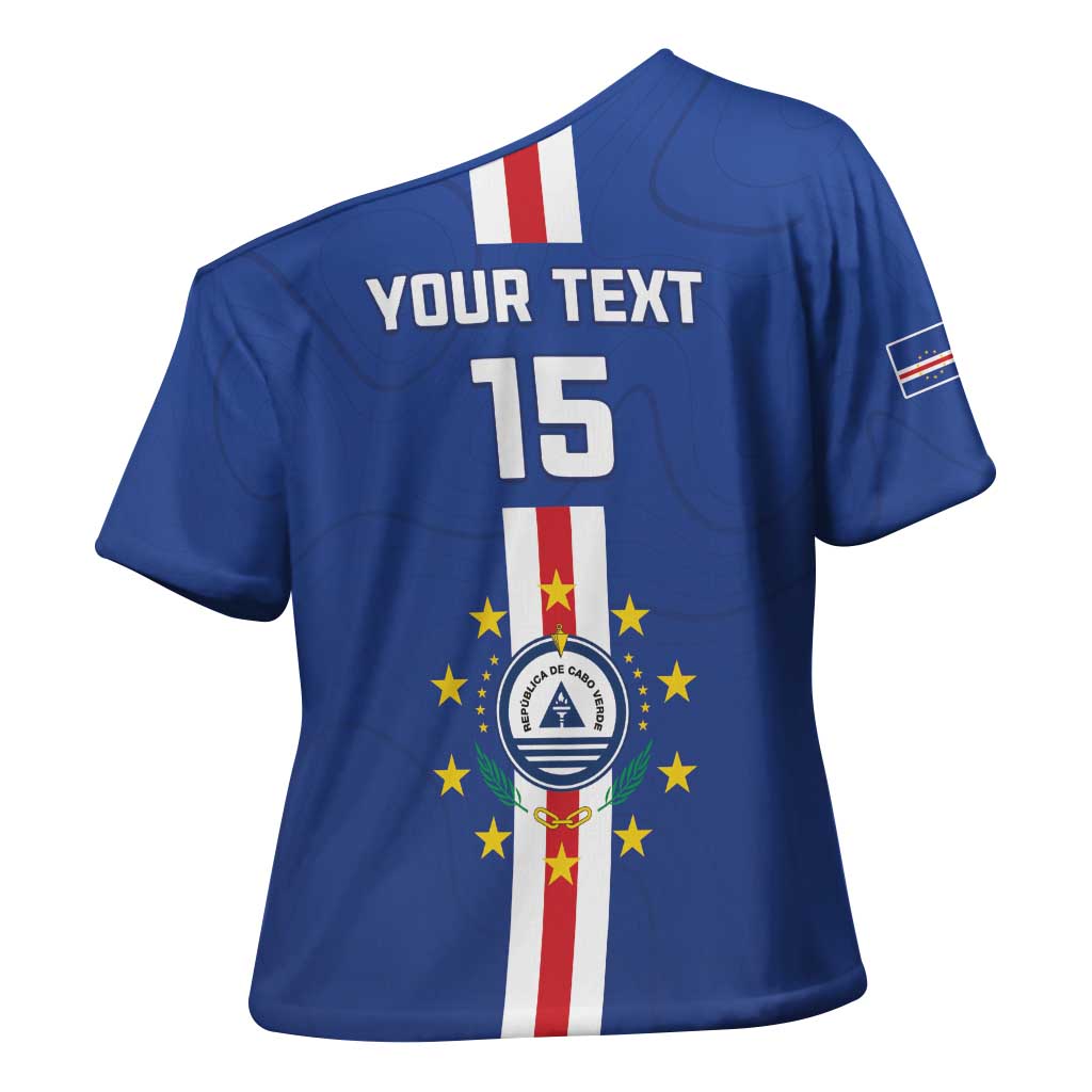 Custom Cape Verde Football Cross Shoulder Shirt Go Champions Blue Sharks