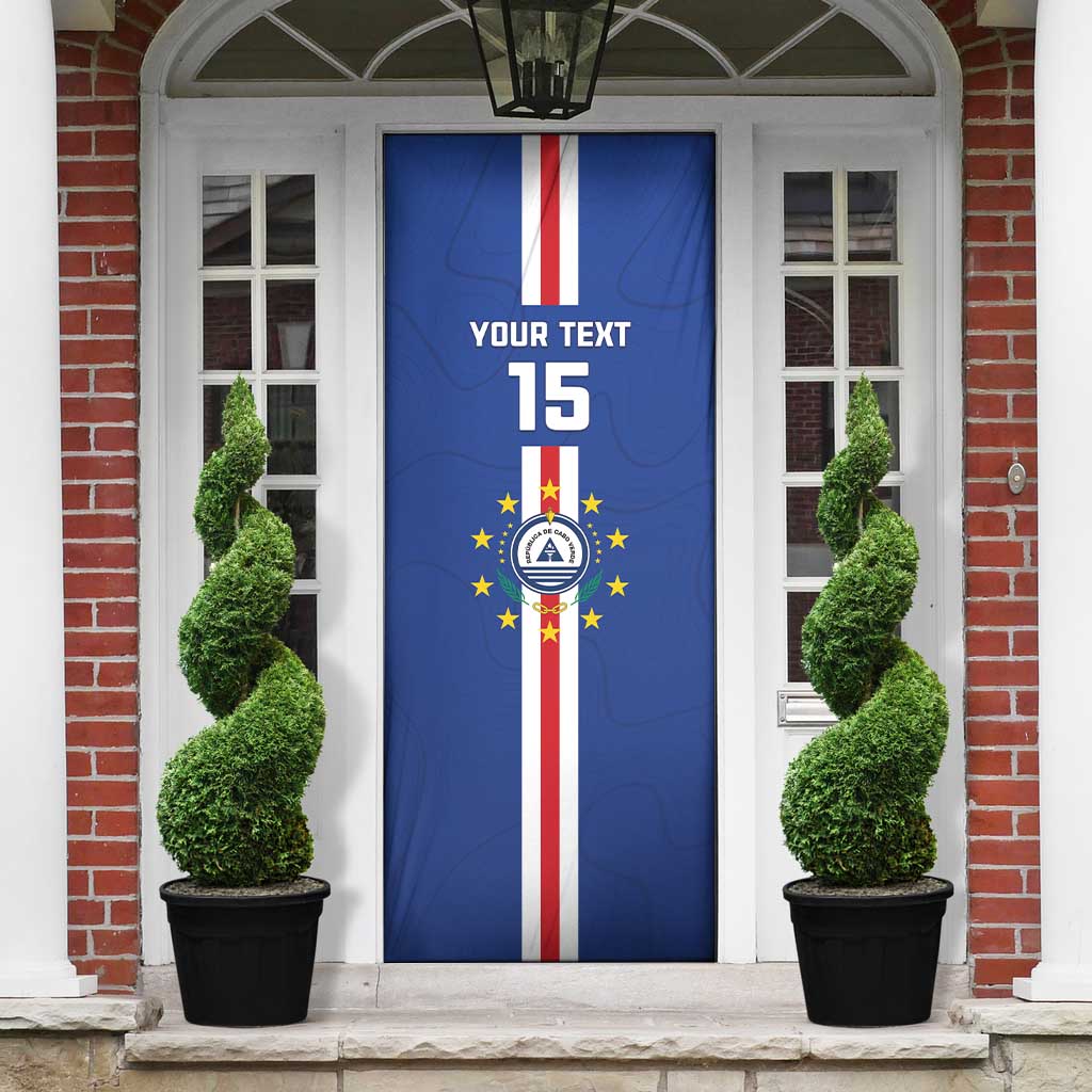 Custom Cape Verde Football Door Cover Go Champions Blue Sharks