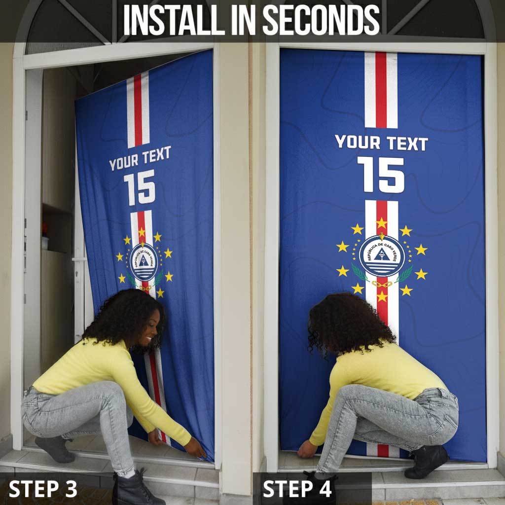 Custom Cape Verde Football Door Cover Go Champions Blue Sharks