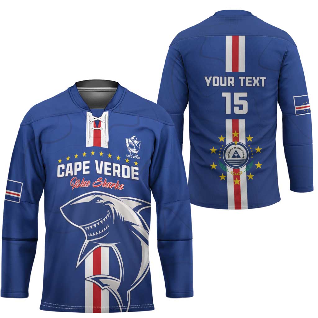 Custom Cape Verde Football Hockey Jersey Go Champions Blue Sharks