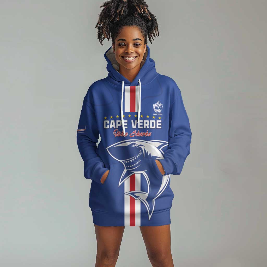 Custom Cape Verde Football Hoodie Dress Go Champions Tubaroes Azuis - African Pride