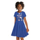 Custom Cape Verde Football Kid Short Sleeve Dress Go Champions Tubaroes Azuis - African Pride
