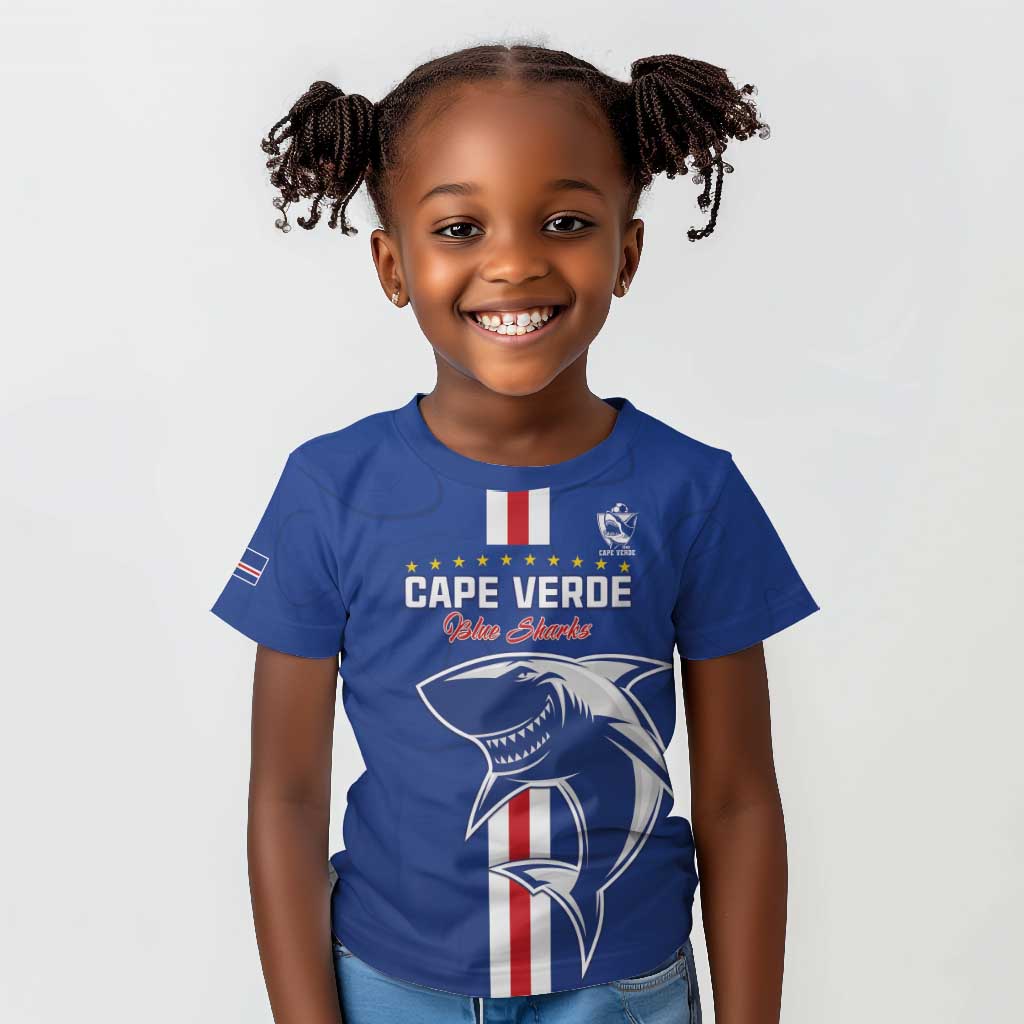 Custom Cape Verde Football Kid T shirt Go Champions Tubaroes Azuis - African Pride