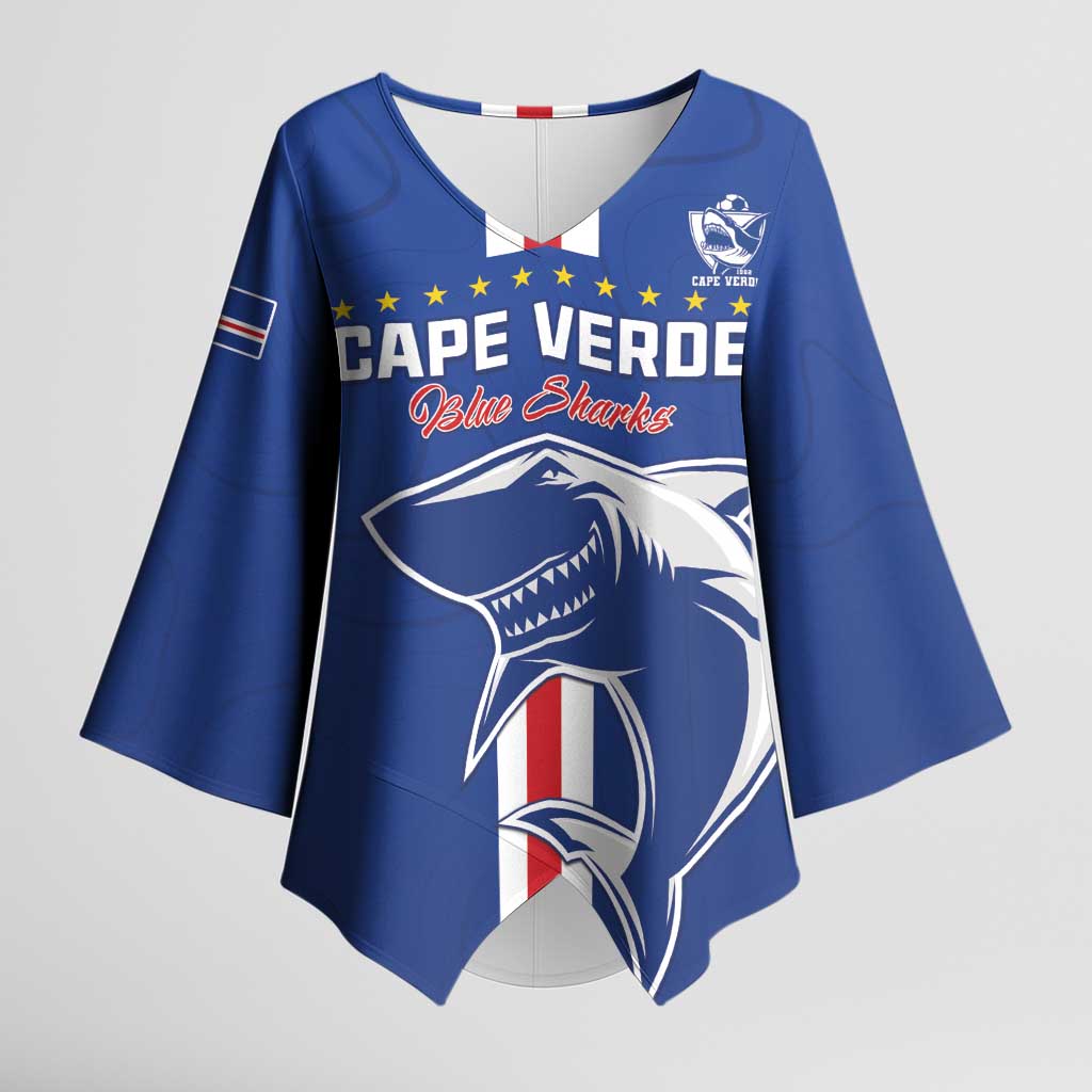 Custom Cape Verde Football Kimono Sleeve Blouse Go Champions Blue Sharks