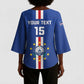Custom Cape Verde Football Kimono Sleeve Blouse Go Champions Blue Sharks