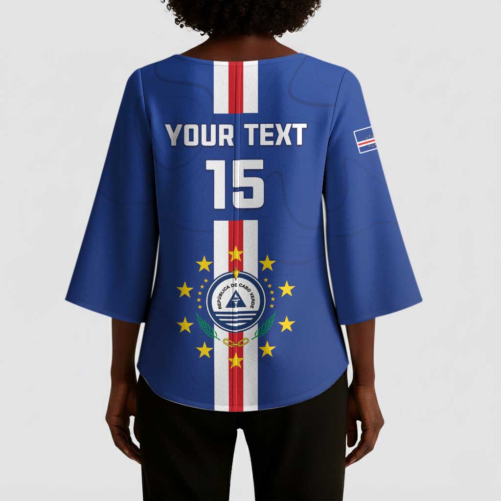 Custom Cape Verde Football Kimono Sleeve Blouse Go Champions Blue Sharks