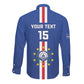 Custom Cape Verde Football Long Sleeve Button Shirt Go Champions Tubaroes Azuis - African Pride