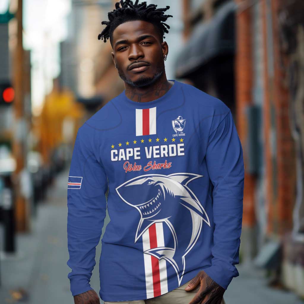 Custom Cape Verde Football Long Sleeve Shirt Go Champions Tubaroes Azuis - African Pride