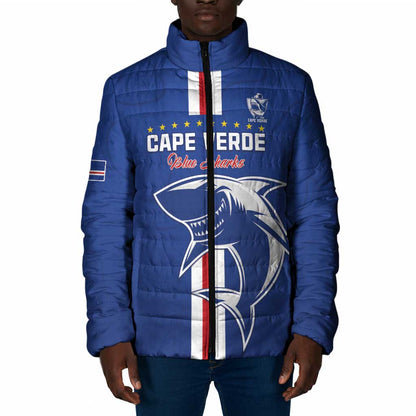 Custom Cape Verde Football Padded Jacket Go Champions Blue Sharks